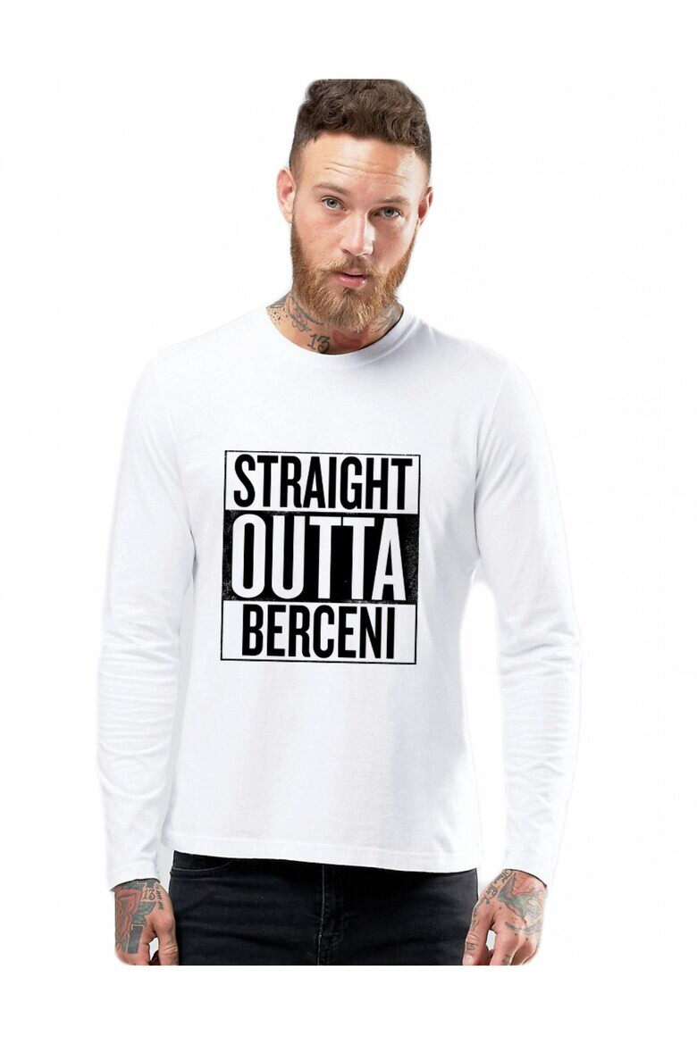 THEICONIC Bluza barbati alba - Straight Outta Berceni - Pled.ro