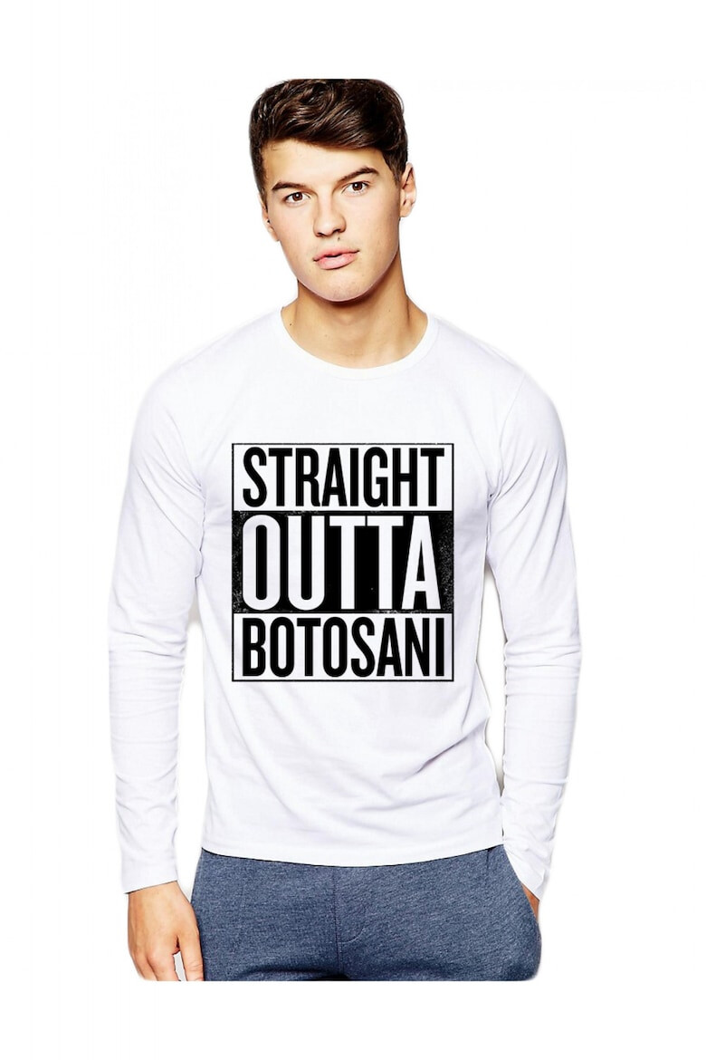 THEICONIC Bluza barbati alba - Straight Outta Botosani - Pled.ro