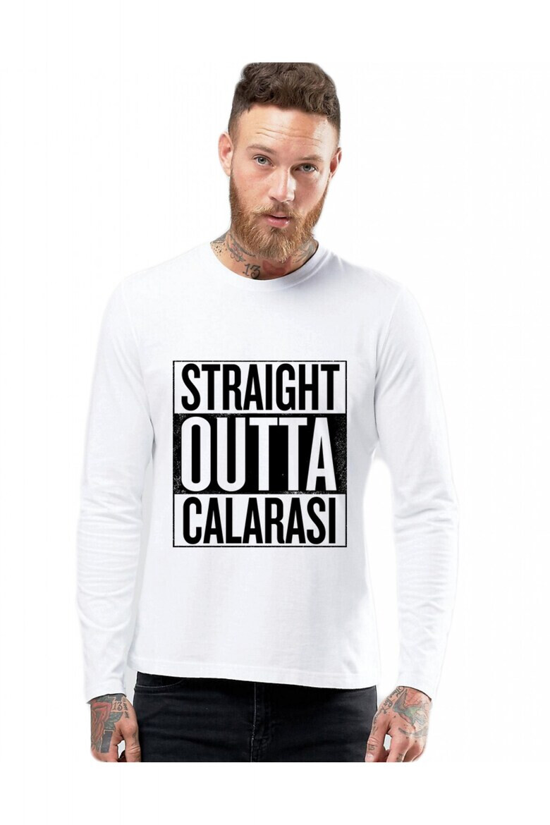 THEICONIC Bluza barbati alba - Straight Outta Calarasi - Pled.ro