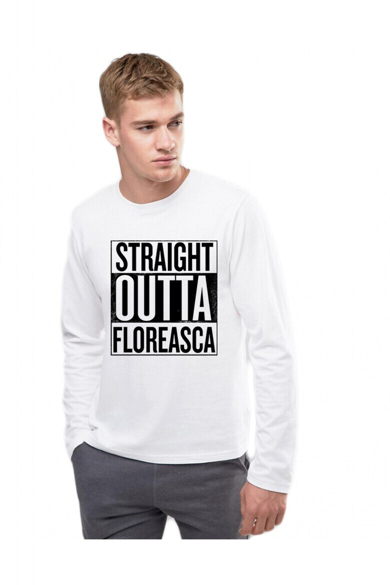 THEICONIC Bluza barbati alba - Straight Outta Floreasca - Pled.ro