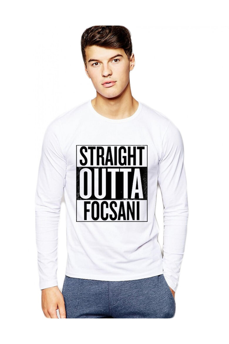 THEICONIC Bluza barbati alba - Straight Outta Focsani - Pled.ro