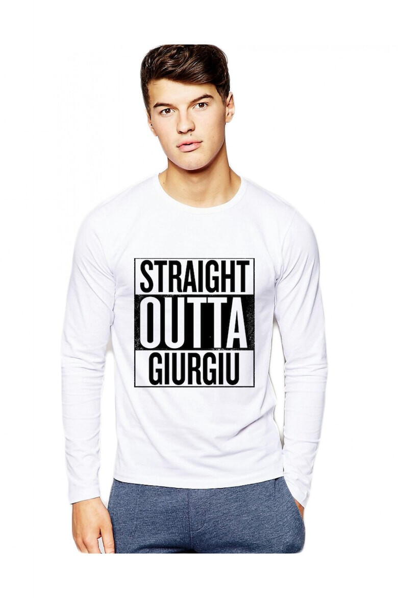 THEICONIC Bluza barbati alba - Straight Outta Giurgiu - Pled.ro