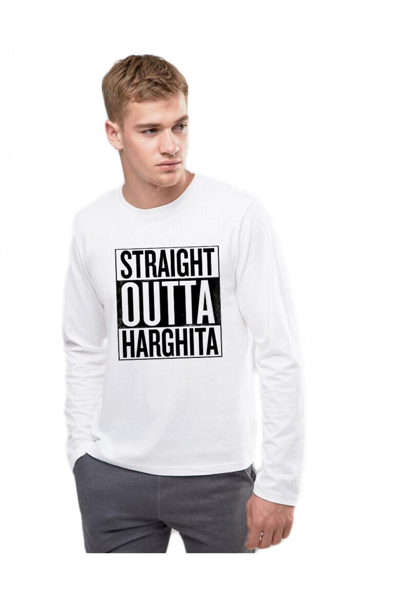 THEICONIC Bluza barbati alba - Straight Outta Harghita - Pled.ro