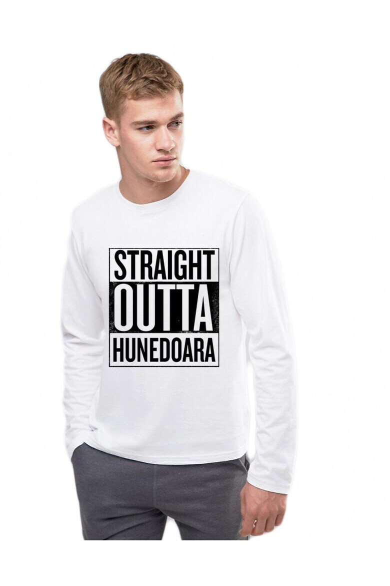 THEICONIC Bluza barbati alba - Straight Outta Hunedoara - Pled.ro