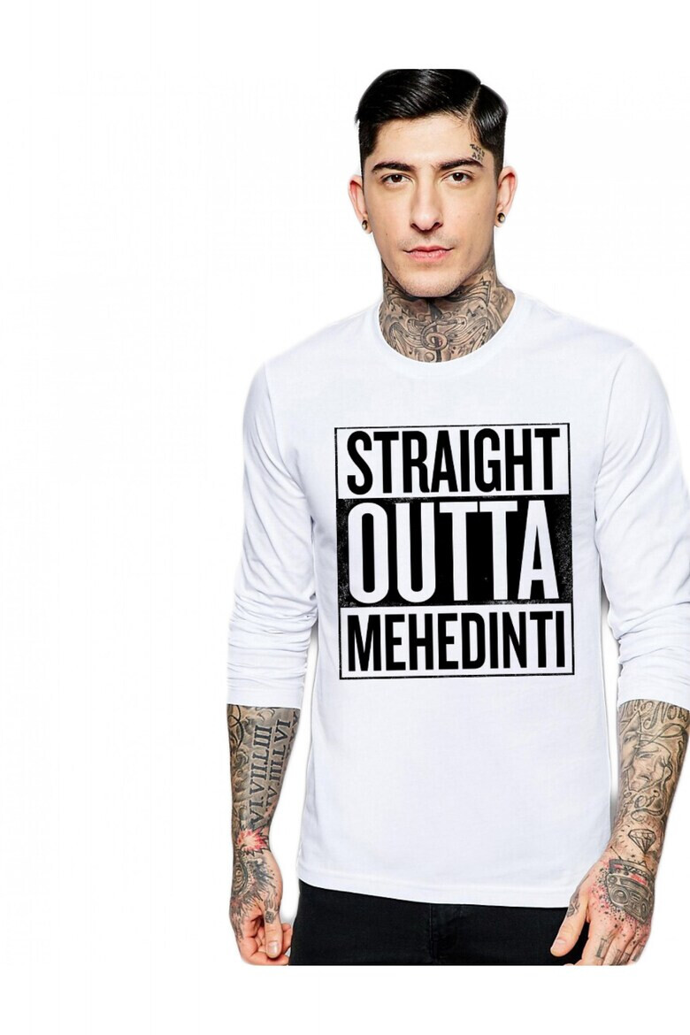 THEICONIC Bluza barbati alba - Straight Outta Mehedinti - Pled.ro