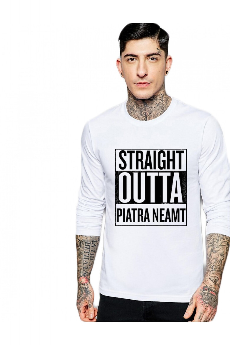 THEICONIC Bluza barbati alba - Straight Outta Piatra Neamt - Pled.ro