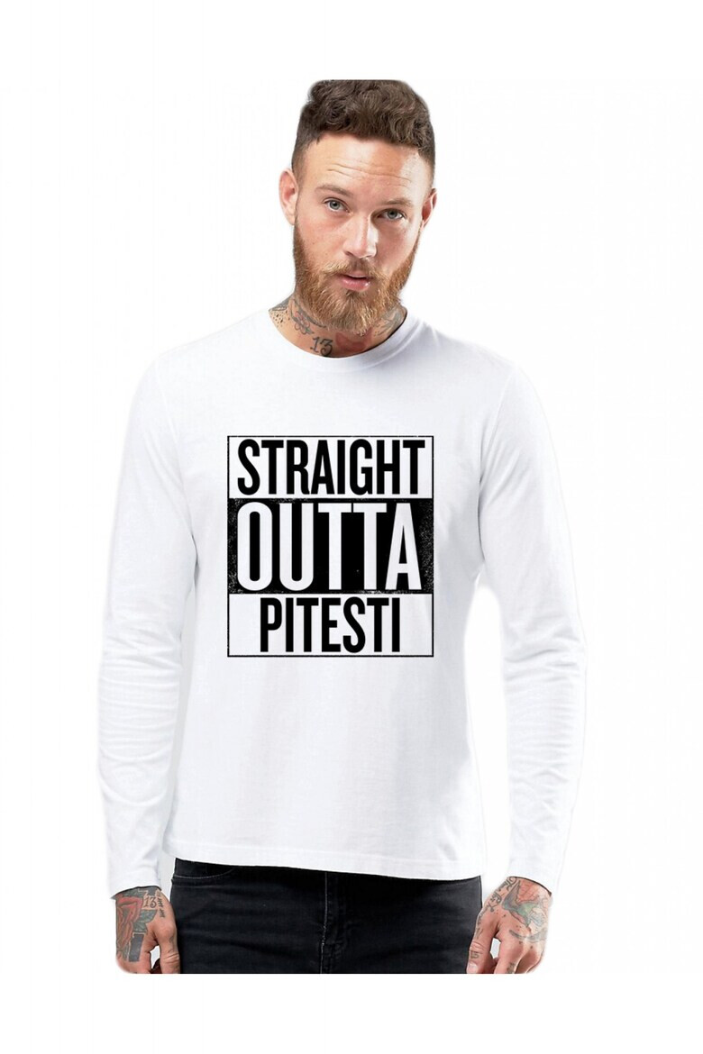 THEICONIC Bluza barbati alba - Straight Outta Pitesti - Pled.ro