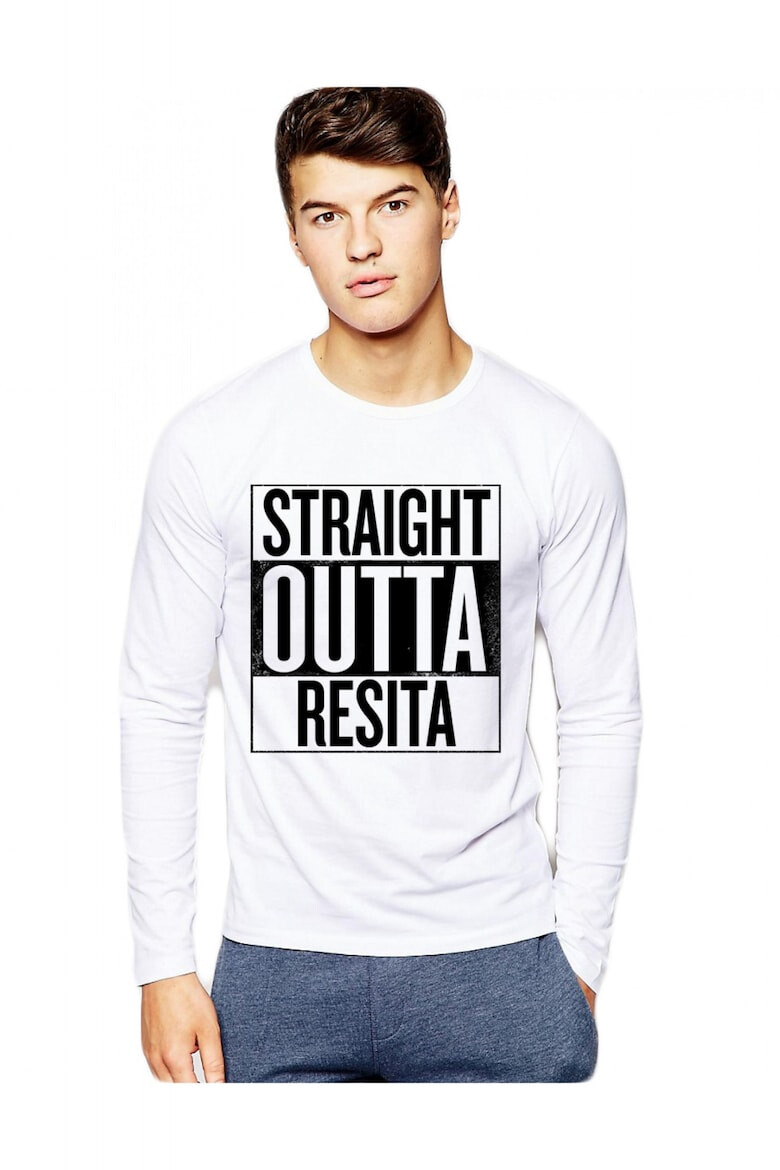 THEICONIC Bluza barbati alba - Straight Outta Resita - Pled.ro