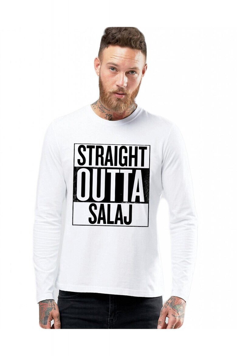 THEICONIC Bluza barbati alba - Straight Outta Salaj - Pled.ro