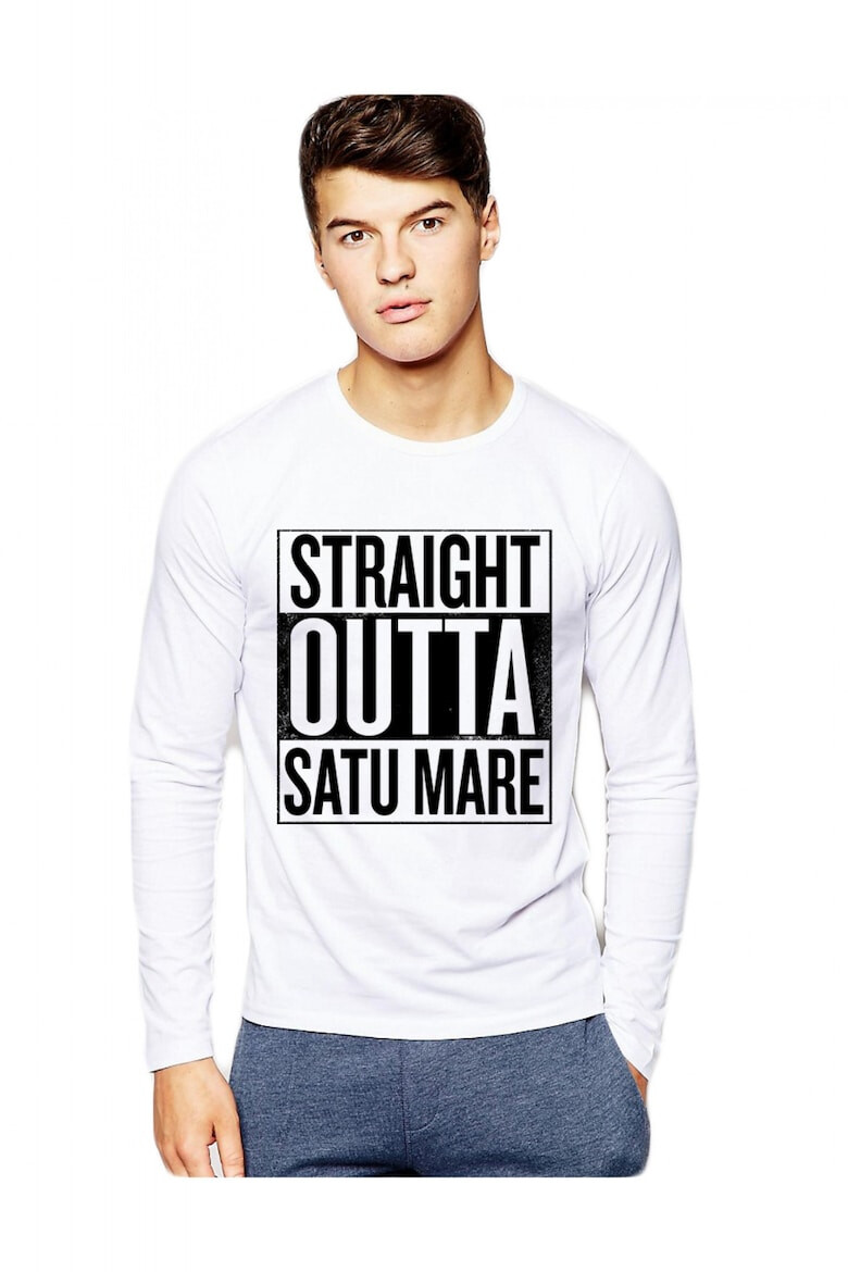 THEICONIC Bluza barbati alba - Straight Outta Satu Mare - Pled.ro