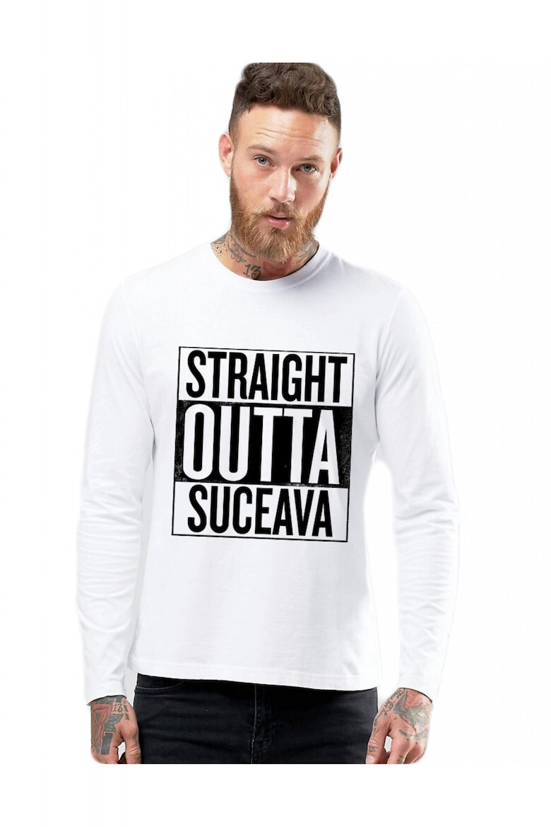 THEICONIC Bluza barbati alba - Straight Outta Suceava - Pled.ro