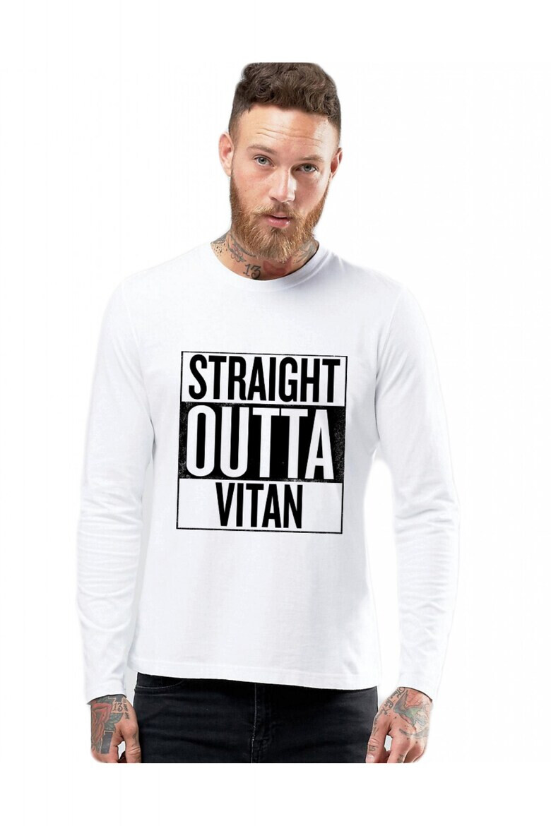 THEICONIC Bluza barbati alba - Straight Outta Vitan - Pled.ro