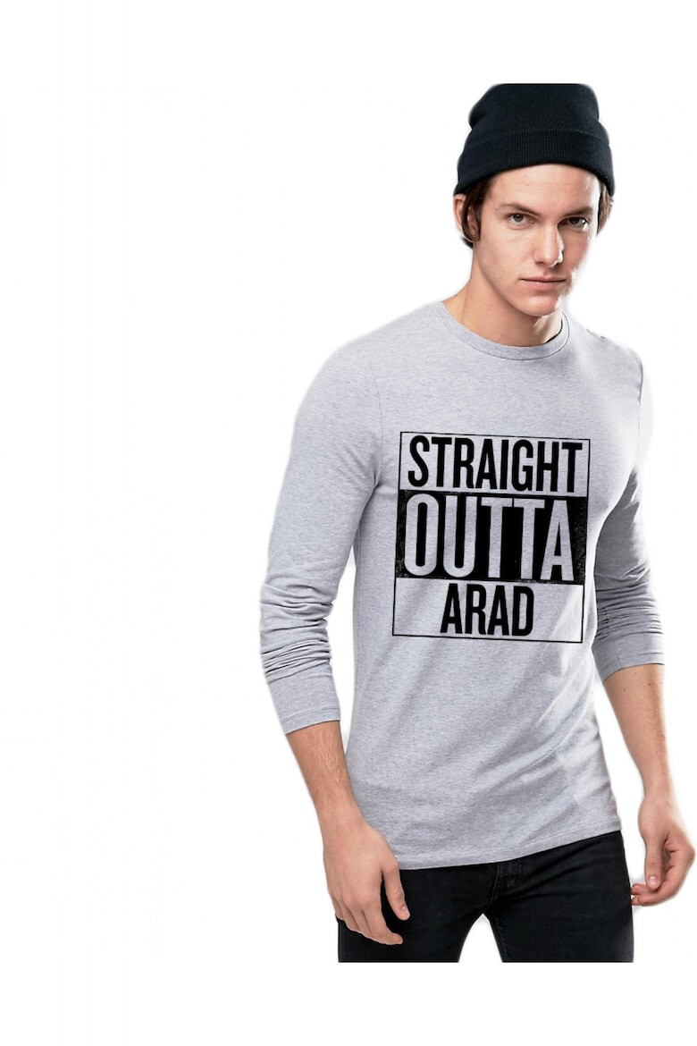 THEICONIC Bluza barbati gri cu text negru - Straight Outta Arad - Pled.ro