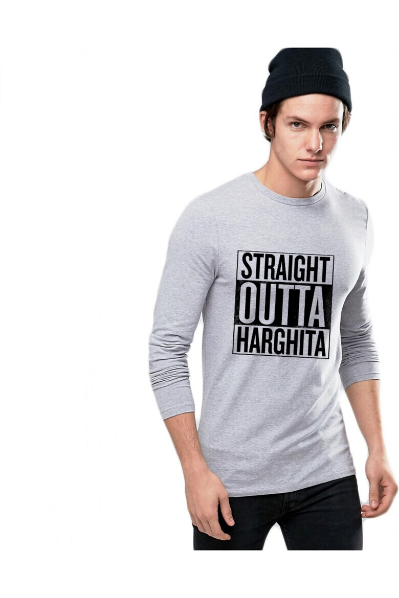 THEICONIC Bluza barbati gri cu text negru - Straight Outta Harghita - Pled.ro