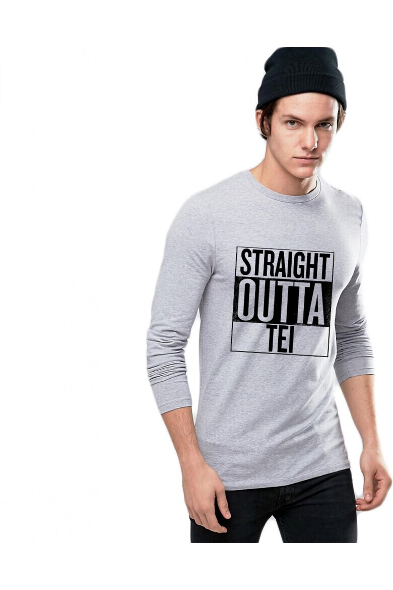 THEICONIC Bluza barbati gri cu text negru - Straight Outta Tei - Pled.ro