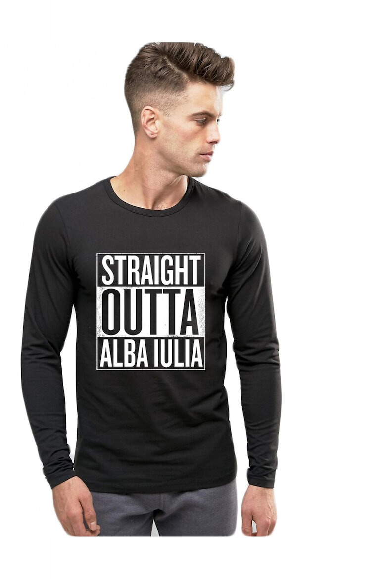 THEICONIC Bluza barbati neagra - Straight Outta Alba Iulia - Pled.ro