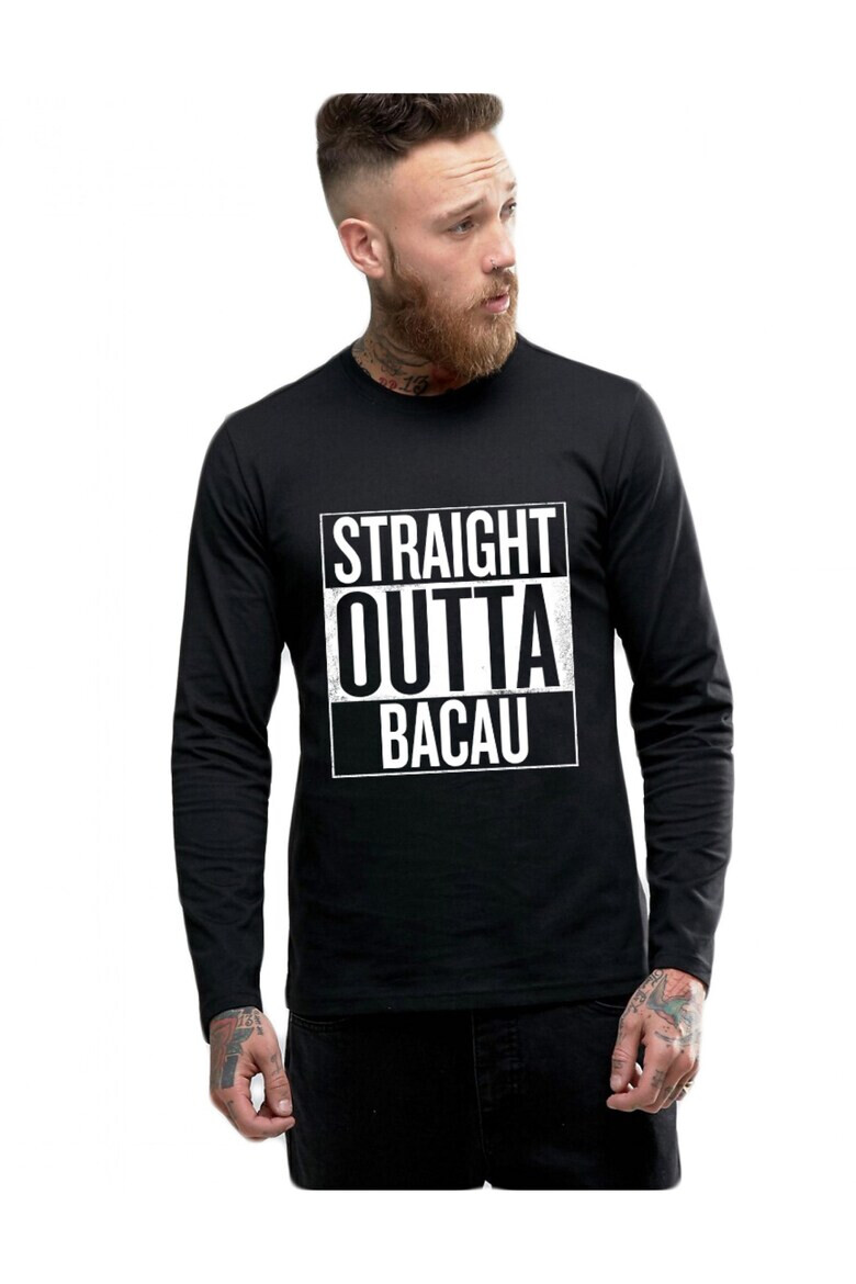 THEICONIC Bluza barbati neagra - Straight Outta Bacau - Pled.ro