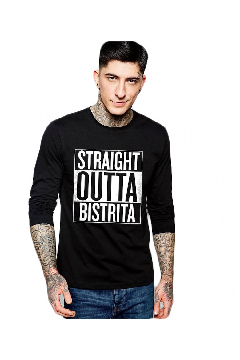 THEICONIC Bluza barbati neagra - Straight Outta Bistrita - Pled.ro