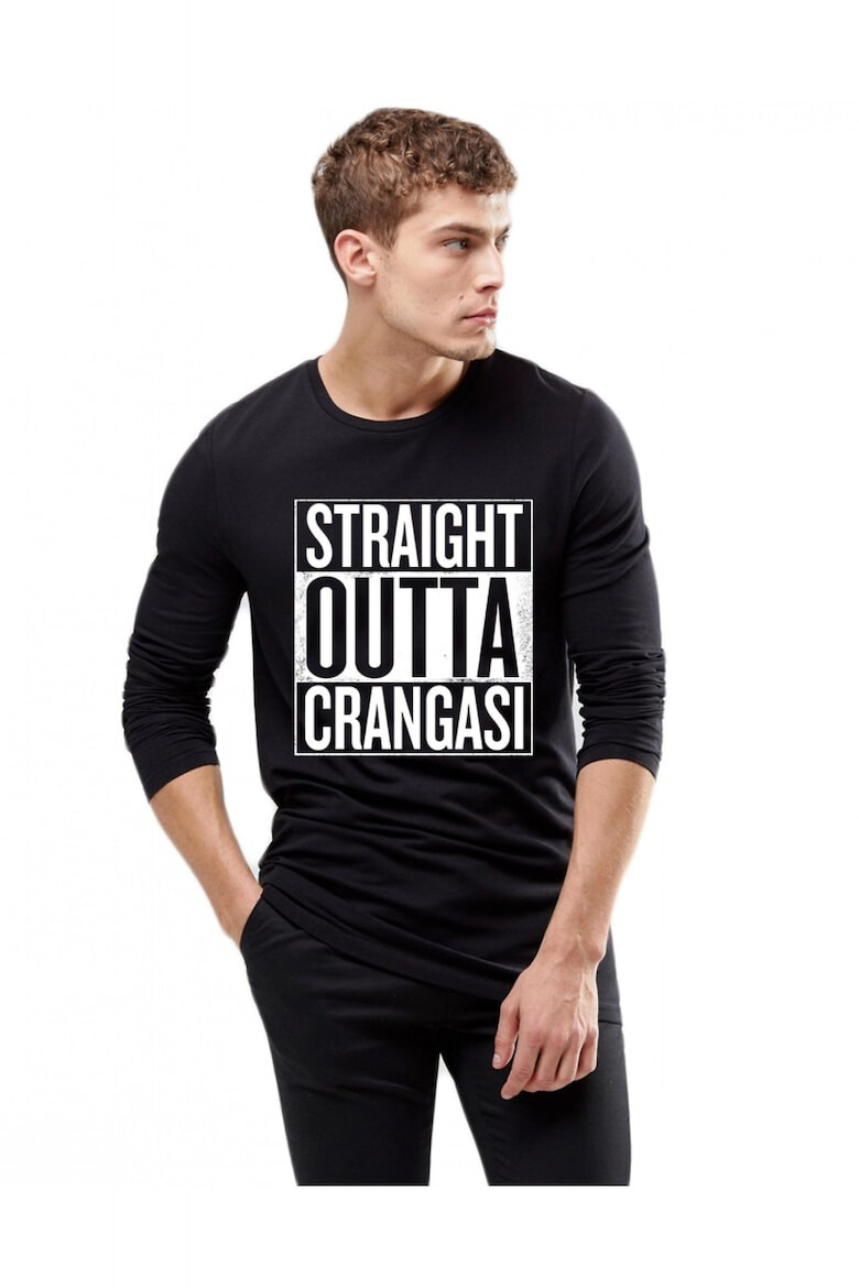 THEICONIC Bluza barbati neagra - Straight Outta Crangasi - Pled.ro