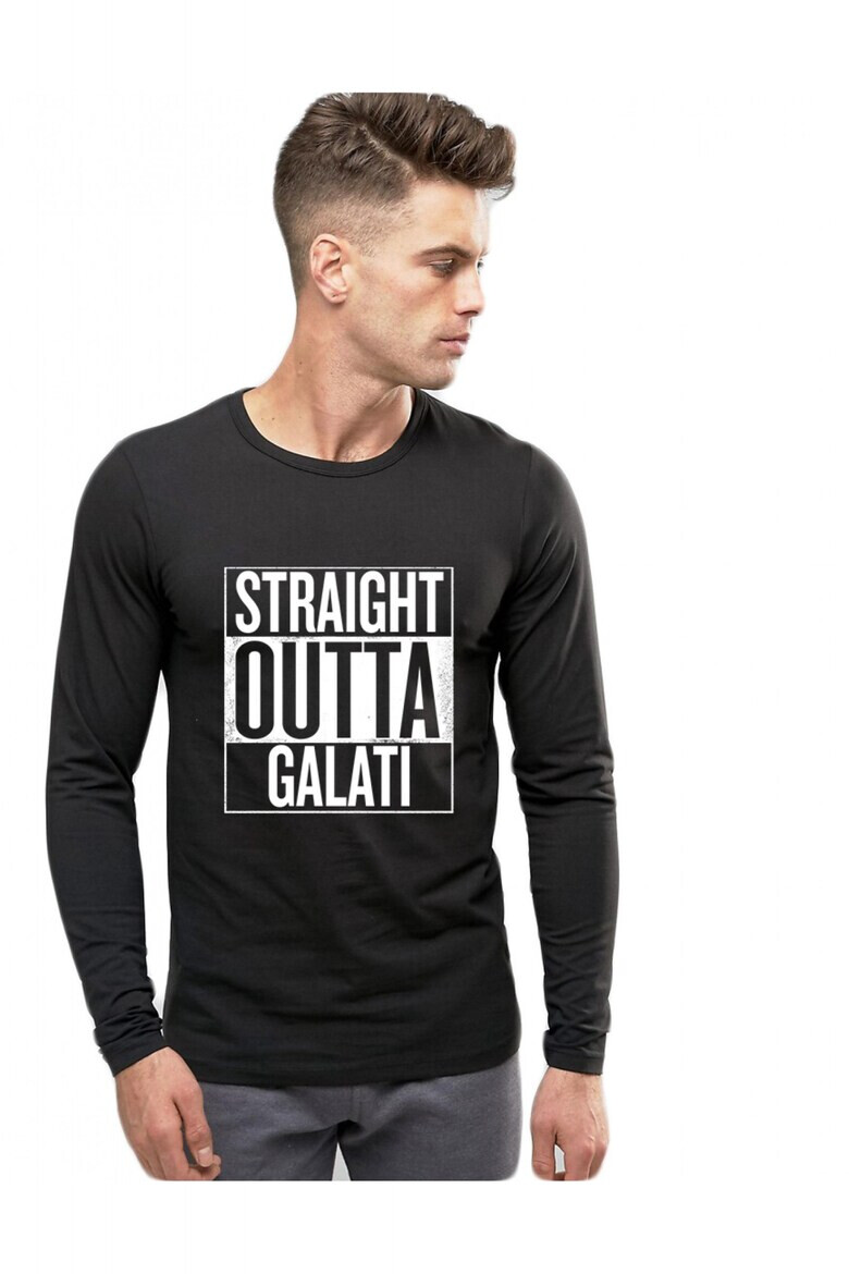 THEICONIC Bluza barbati neagra - Straight Outta Galati - Pled.ro