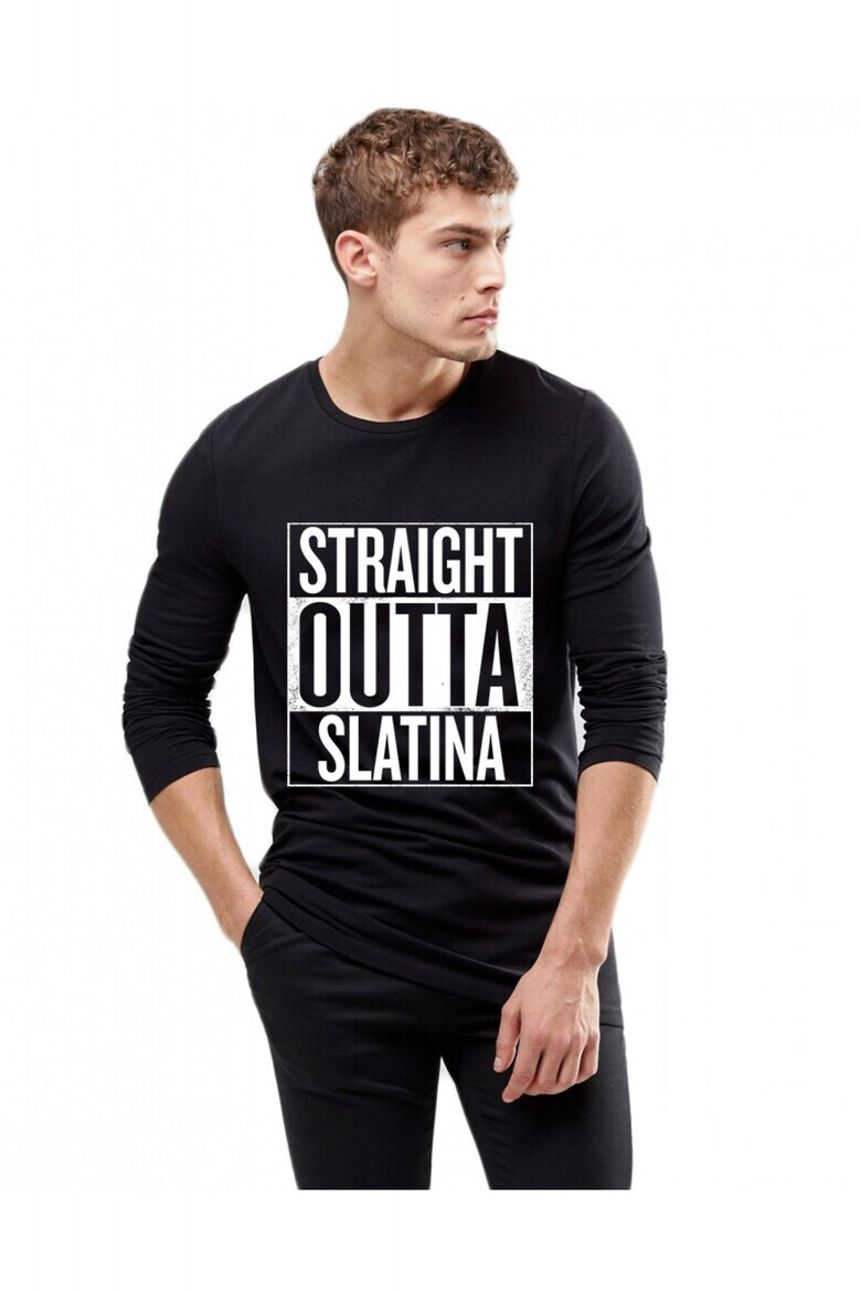 THEICONIC Bluza barbati neagra - Straight Outta Slatina - Pled.ro