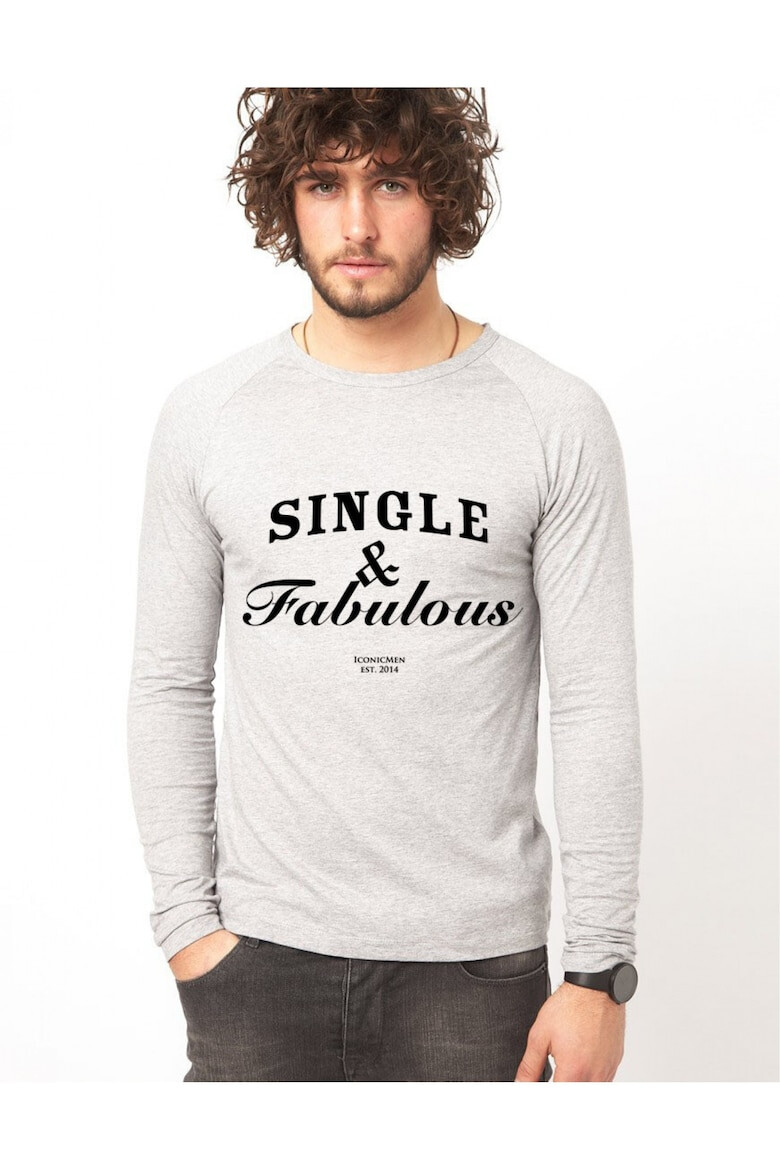 THEICONIC Bluza gri barbati Single & Fabulous - Pled.ro