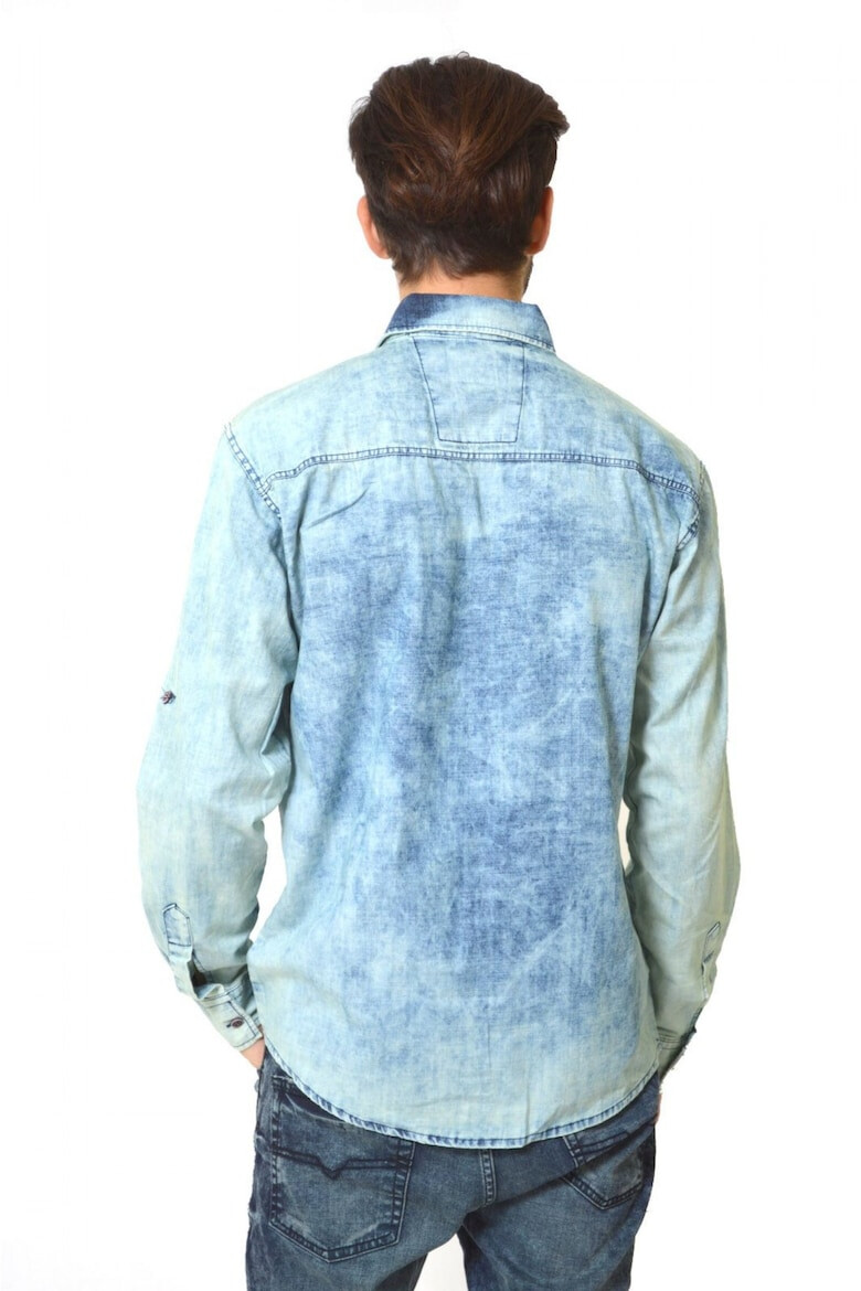 THEICONIC Camasa barbateasca din denim bleu - prespalata - Pled.ro