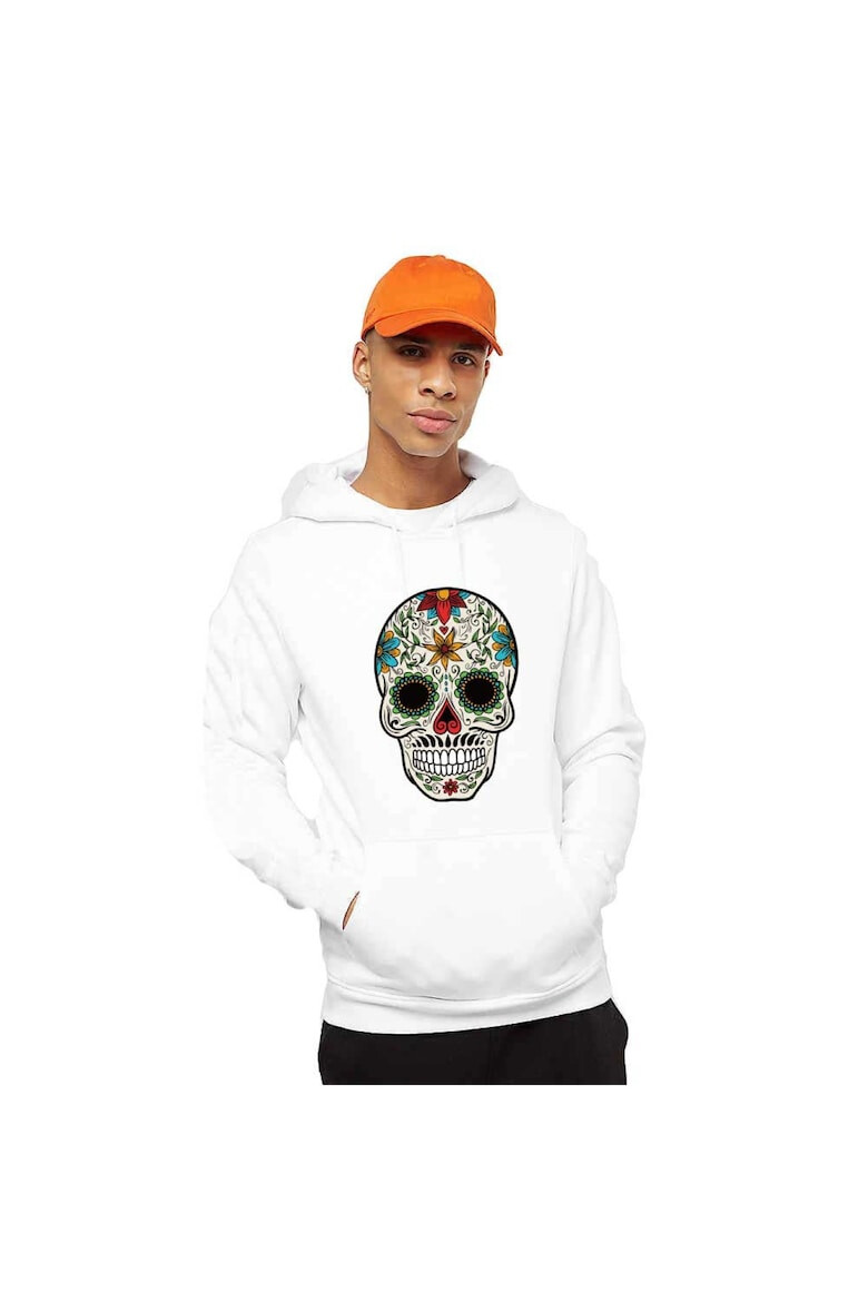 THEICONIC Hanorac Barbati Alb Sugar Skull Colorful - Pled.ro