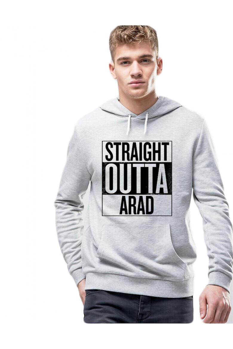 THEICONIC Hanorac Barbati Gri Straight Outta Arad - Pled.ro