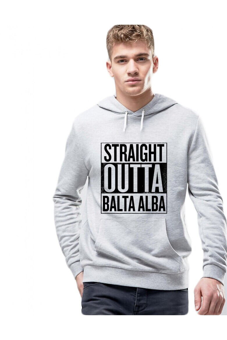 THEICONIC Hanorac Barbati Gri Straight Outta Balta Alba - Pled.ro