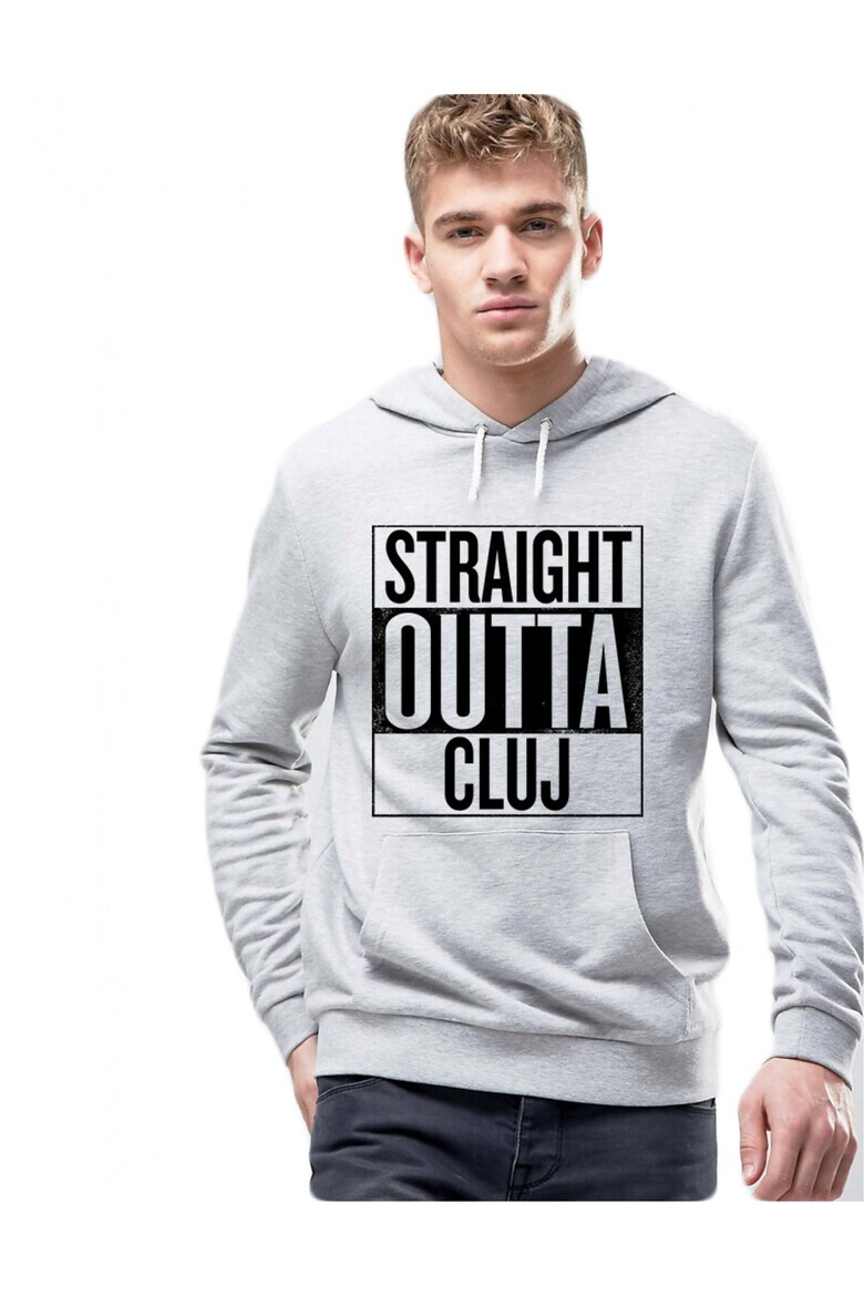 THEICONIC Hanorac Barbati Gri Straight Outta Cluj - Pled.ro