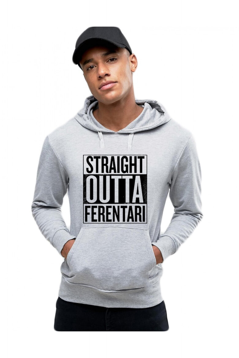 THEICONIC Hanorac Barbati Gri - Straight Outta Ferentari - Pled.ro