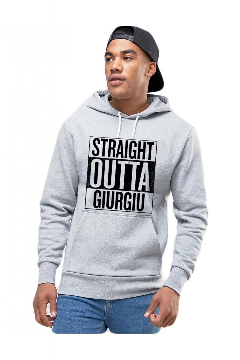 THEICONIC Hanorac Barbati Gri - Straight Outta Giurgiu - Pled.ro