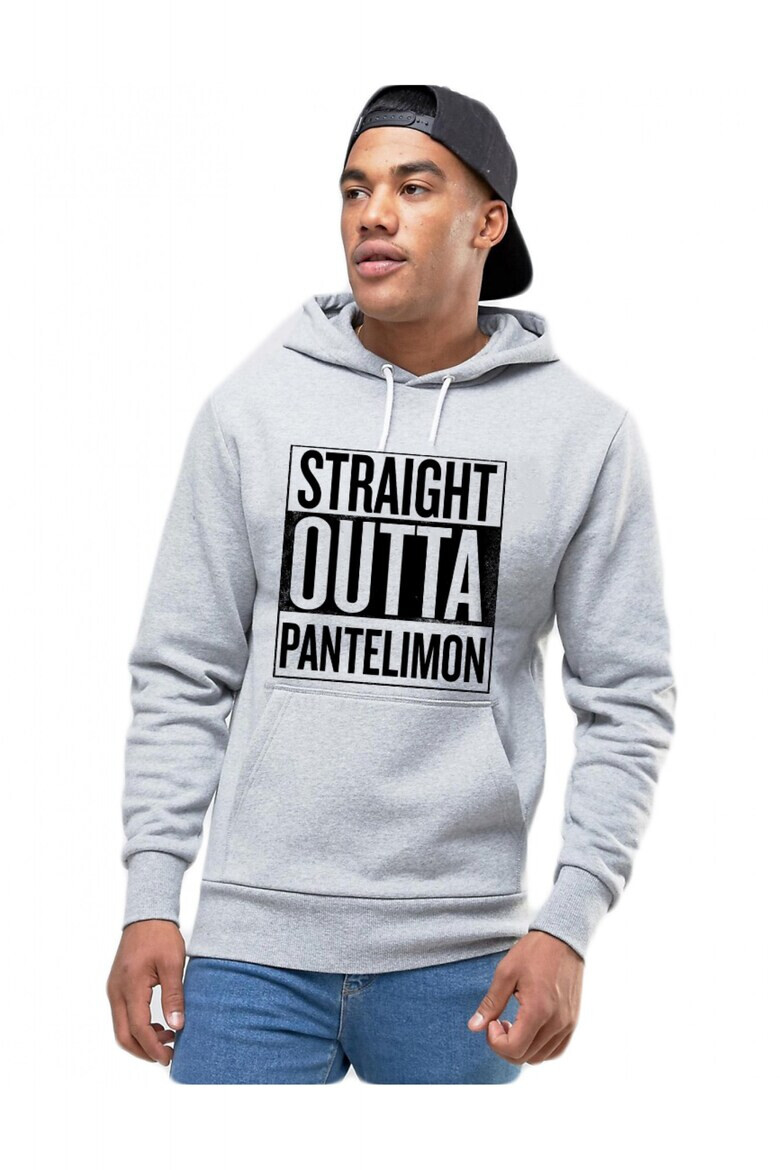 THEICONIC Hanorac Barbati Gri - Straight Outta Pantelimon - Pled.ro