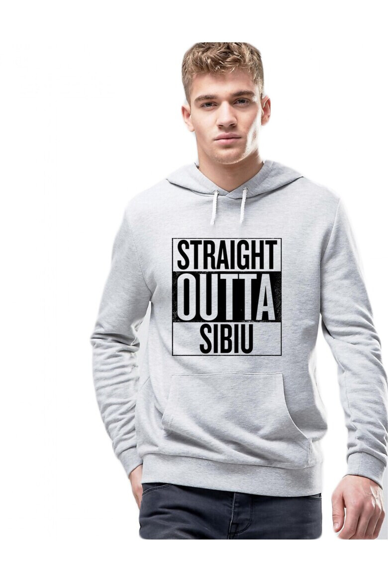 THEICONIC Hanorac Barbati Gri Straight Outta Sibiu - Pled.ro