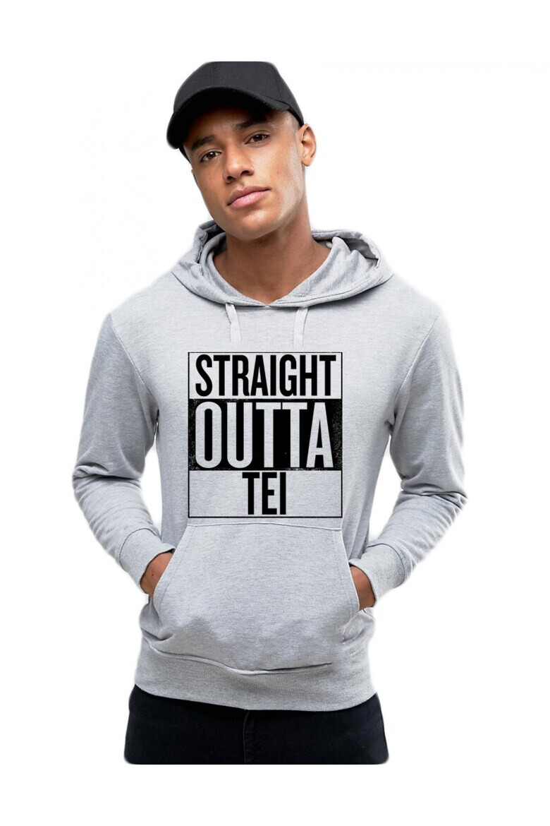 THEICONIC Hanorac Barbati Gri - Straight Outta Tei - Pled.ro