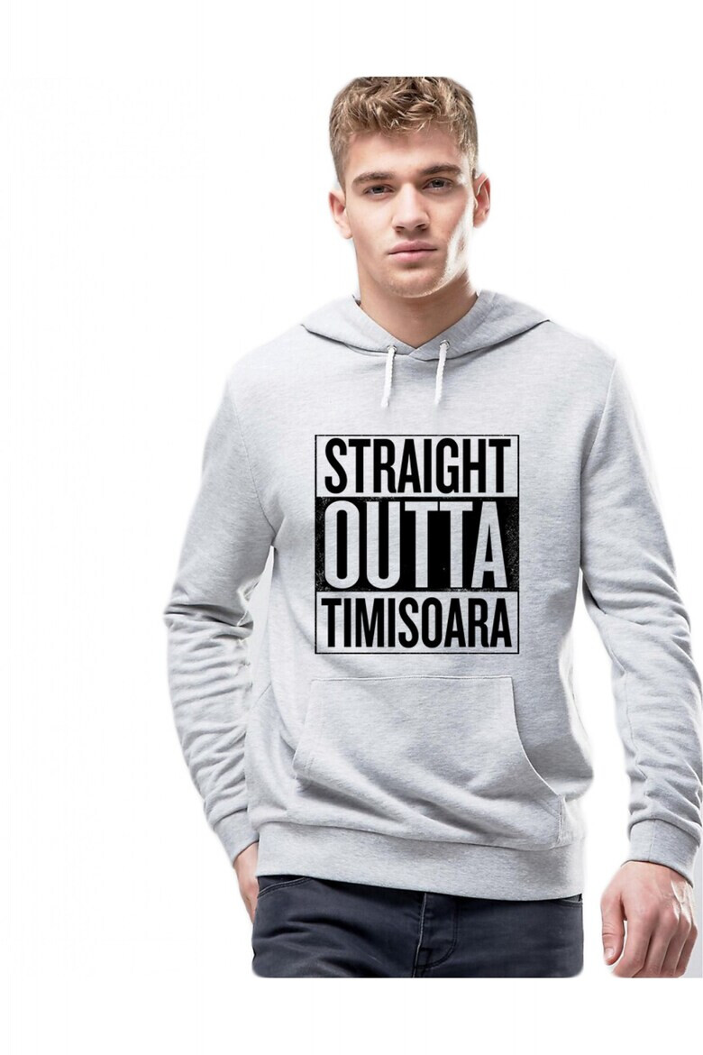 THEICONIC Hanorac Barbati Gri - Straight Outta Timisoara - Pled.ro