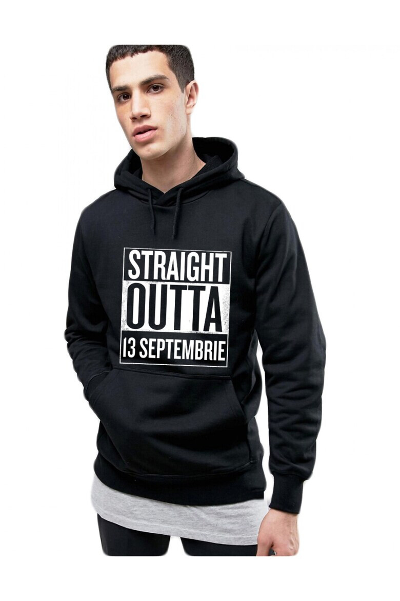 THEICONIC Hanorac Barbati Negru - Straight Outta 13 Septembrie - Pled.ro