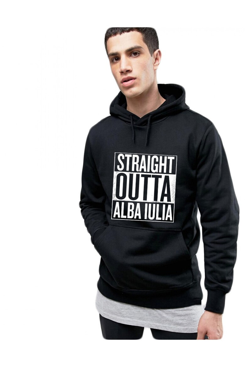 THEICONIC Hanorac Barbati Negru Straight Outta Alba Iulia - Pled.ro