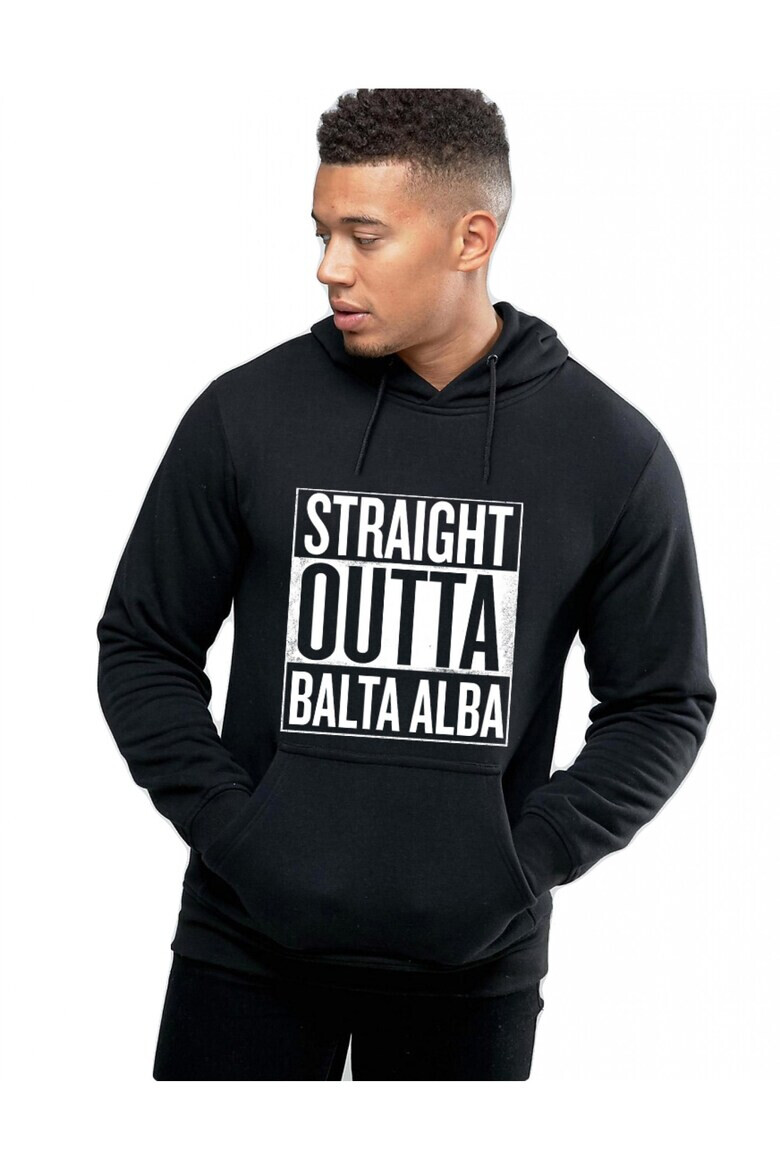 THEICONIC Hanorac Barbati Negru Straight Outta Balta Alba - Pled.ro