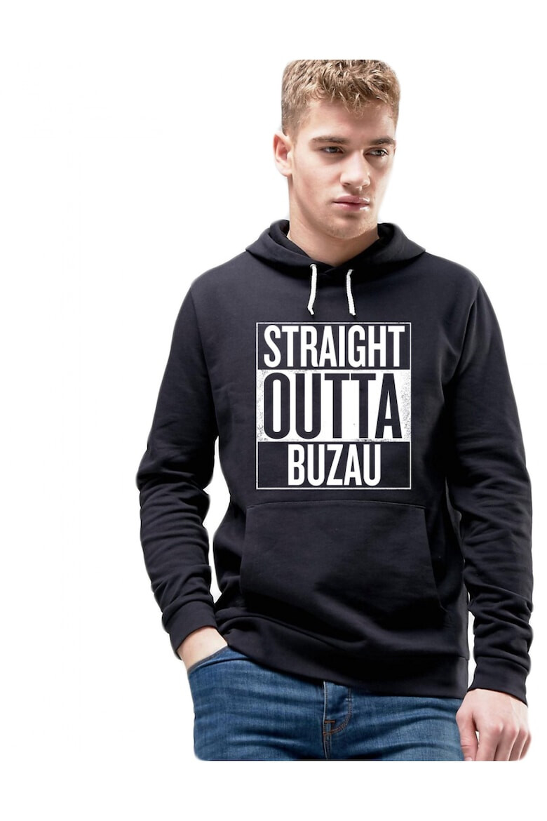 THEICONIC Hanorac Barbati Negru Straight Outta Buzau - Pled.ro