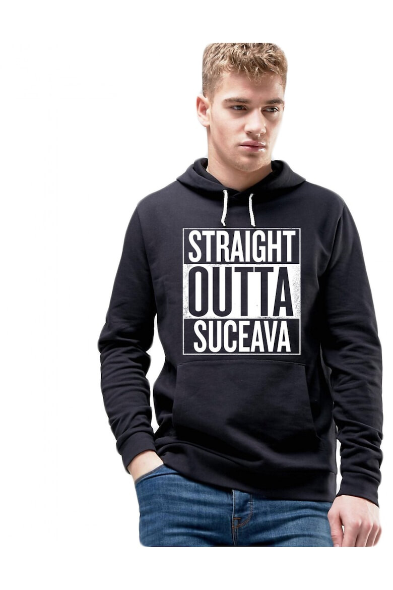 THEICONIC Hanorac Barbati Negru - Straight Outta Suceava - Pled.ro