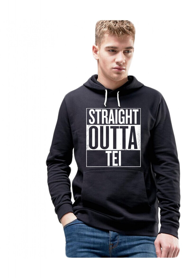 THEICONIC Hanorac Barbati Negru - Straight Outta Tei - Pled.ro