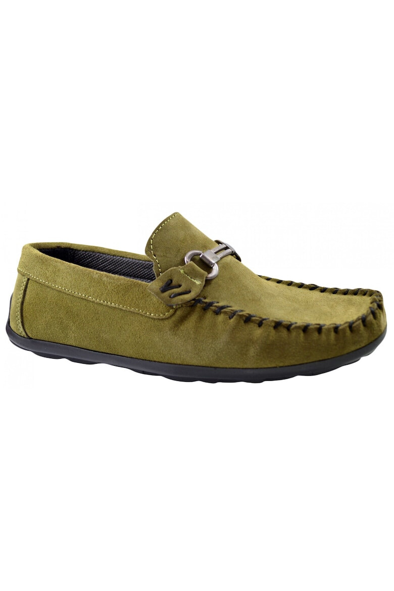 THEICONIC Mocasini Barbatesti Verzi din Piele intoarsa Naturala Slip-on - Pled.ro