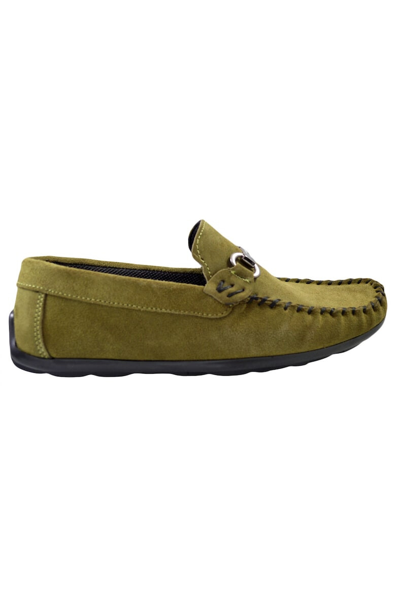 THEICONIC Mocasini Barbatesti Verzi din Piele intoarsa Naturala Slip-on - Pled.ro