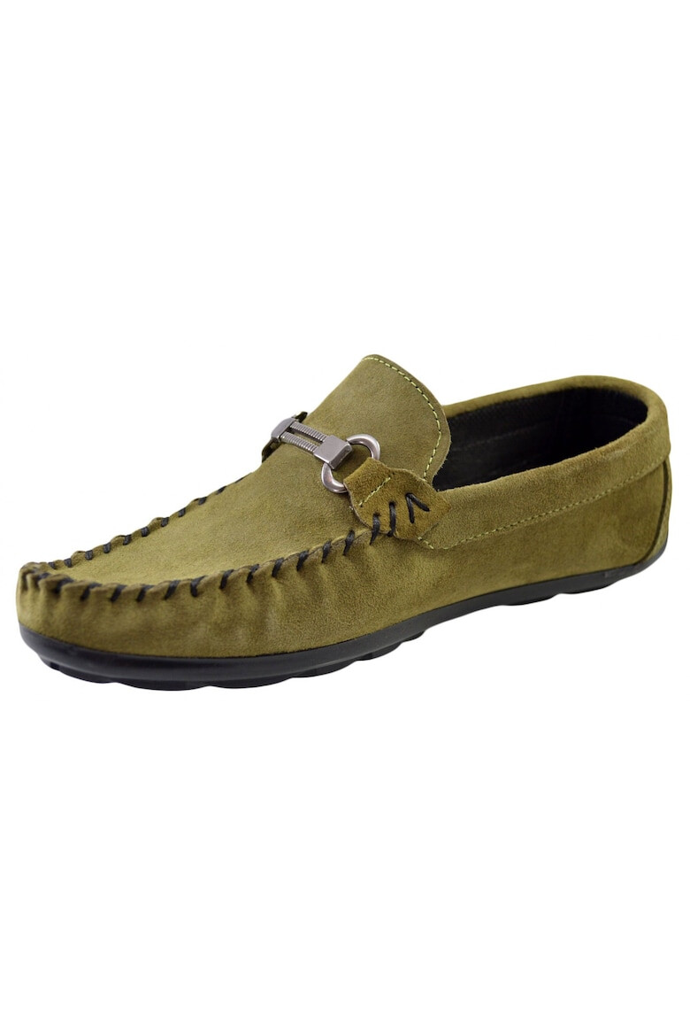 THEICONIC Mocasini Barbatesti Verzi din Piele intoarsa Naturala Slip-on - Pled.ro