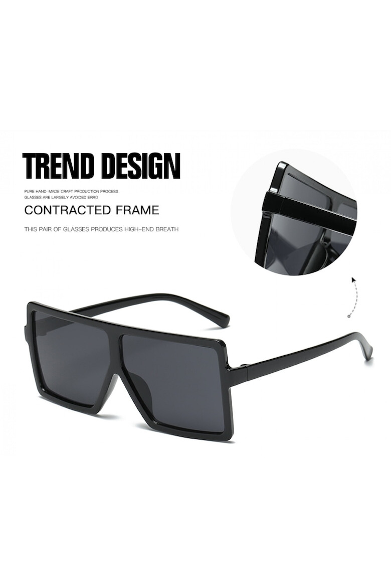 THEICONIC Ochelari de soare Rectangular Plat Supradimensionati Negru - Pled.ro