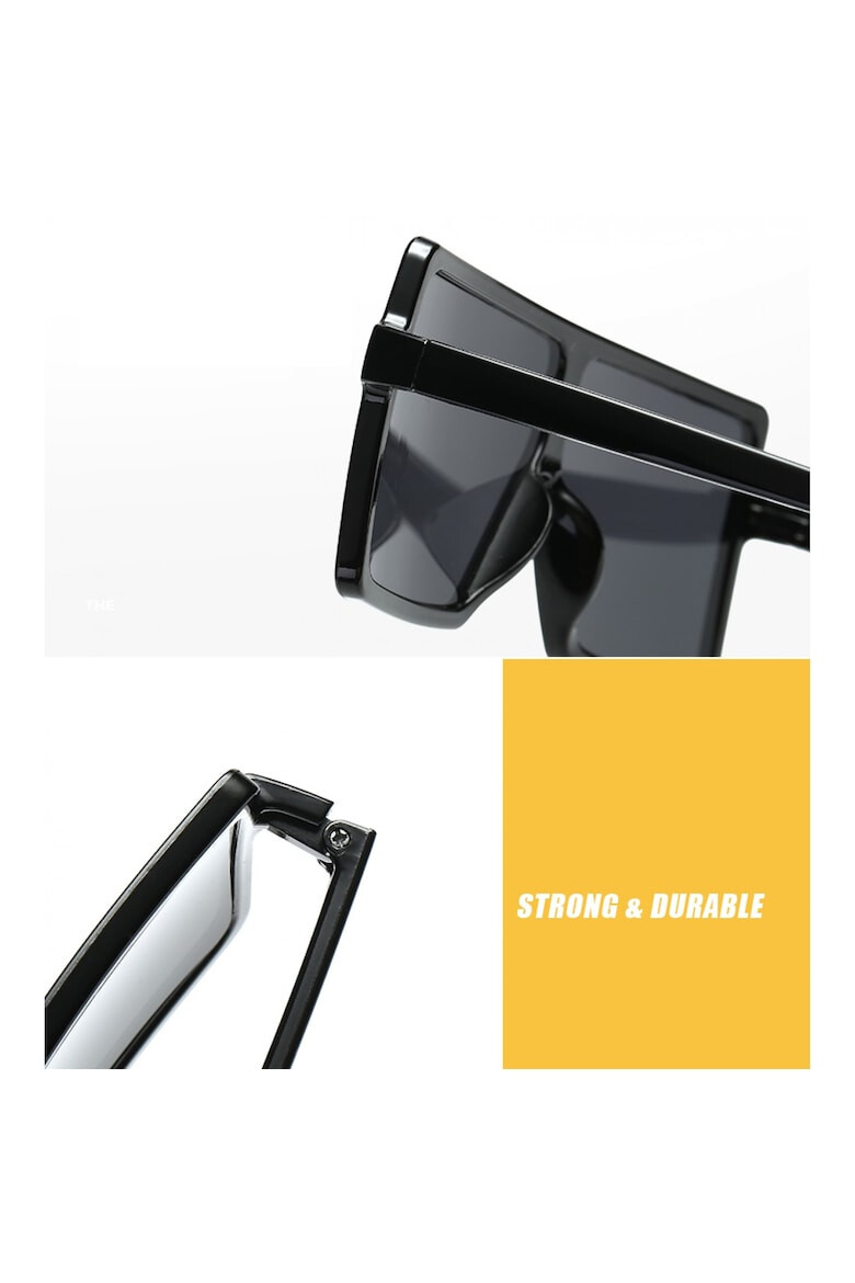 THEICONIC Ochelari de soare Rectangular Plat Supradimensionati Negru - Pled.ro