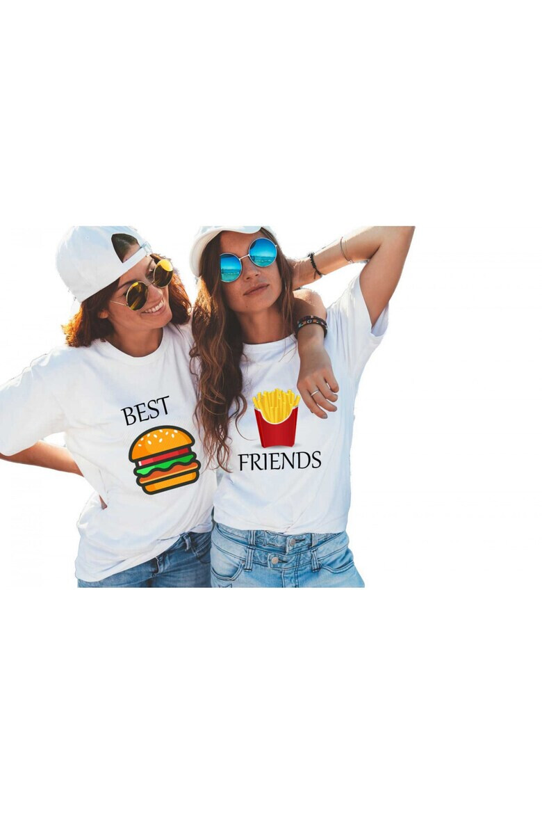 THEICONIC Set doua tricouri dama albe - Best Friends - Pled.ro