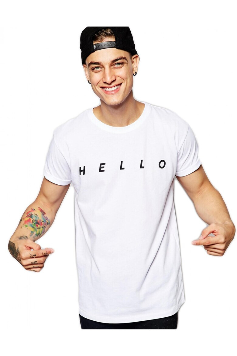 THEICONIC Tricou alb barbati - HELLO - Pled.ro